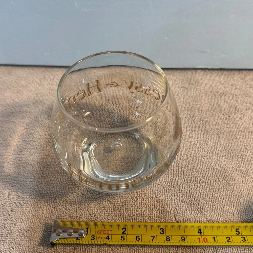 Hennessy Cognac Snifter Glass Bubble Weighted Gold Lettering